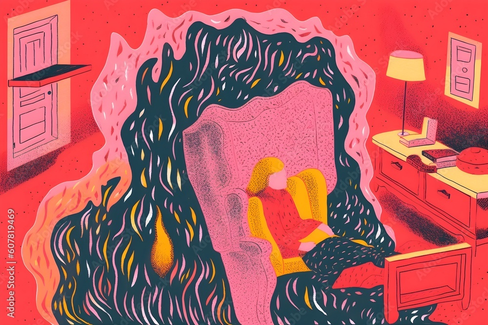 Anxiety Burnout ,Mental breakdown and personal burnout. Woman head