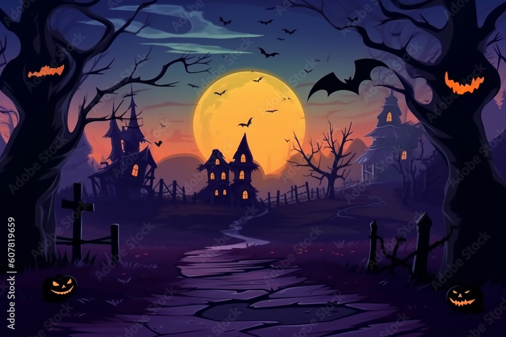AI generative traditional theme halloween background with a creepy atmosphere 