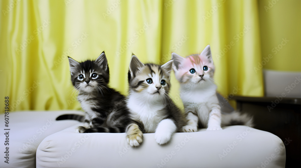 Group of different colored kittens. AI generated Group of different colored kittens. AI generated