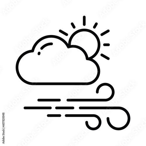 Sun with clouds denoting concept vector of weather in trendy style, premium icon