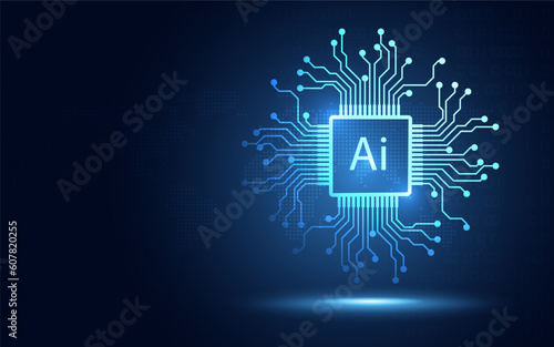 Futuristic Artificial intelligence AI power digital transformation abstract technology background. Innovative technology and big data concept. Vector illustration