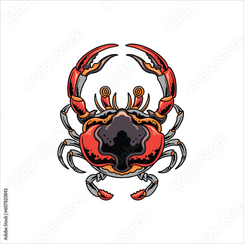 crab tattoo illustration vector design