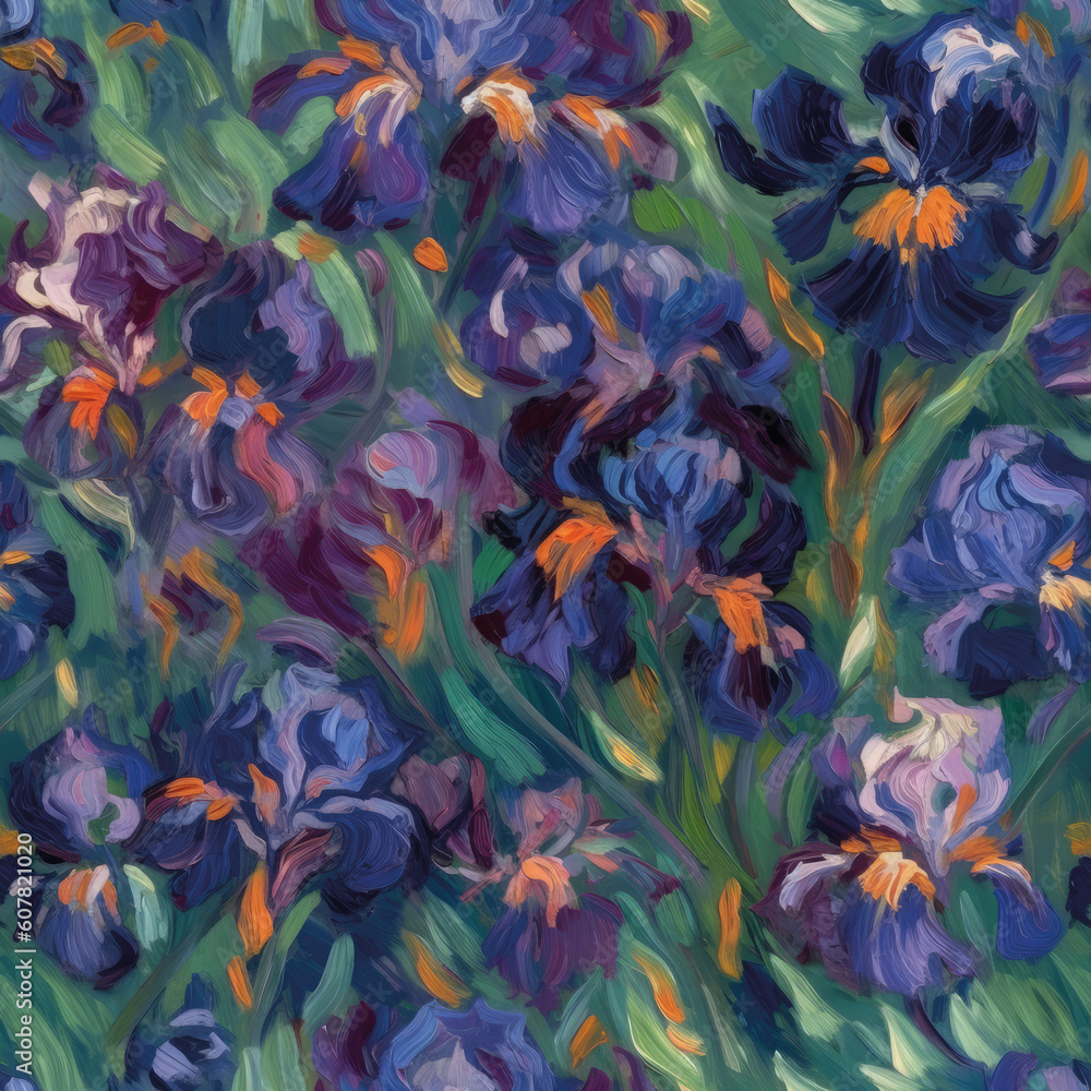 Impressionistic seamless tile - Iris - AI Generated Impressionistic seamless tile - Iris - AI Generated
