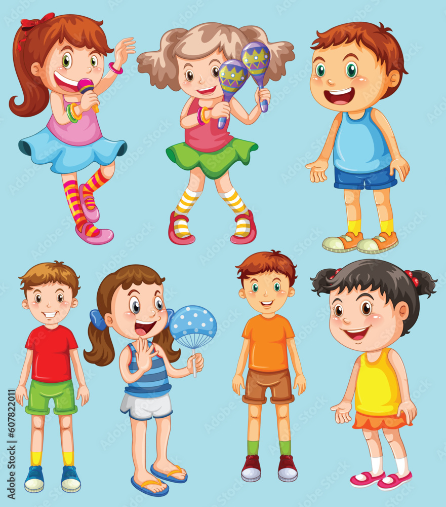 Happy children in different actions by the greatest graphics
