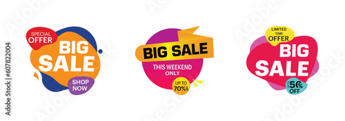 Big Sale tags with Sales up to 50 - 70 percent text