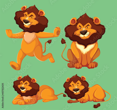 Set of lion cartoon character by the greatest graphics