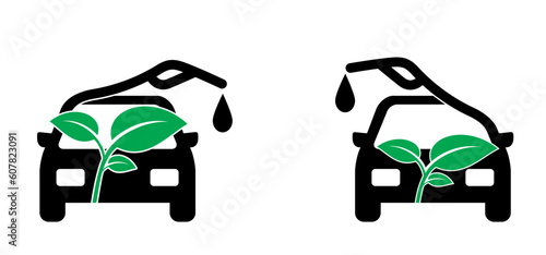 Biofuel or biodiesel day. Car filling pomp station, Biofuel is fuel made from biomass. Bio fuels are available in solid, liquid or gaseous form. Vector refill symbol or pictogram. Cars fill location. 