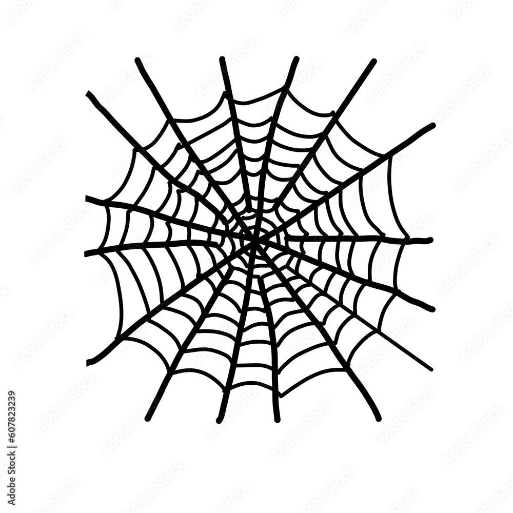 Obraz premium spider web Halloween hand drawn doodle