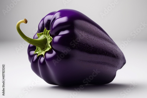 purple bell pepper on white background. created with generative AI photo