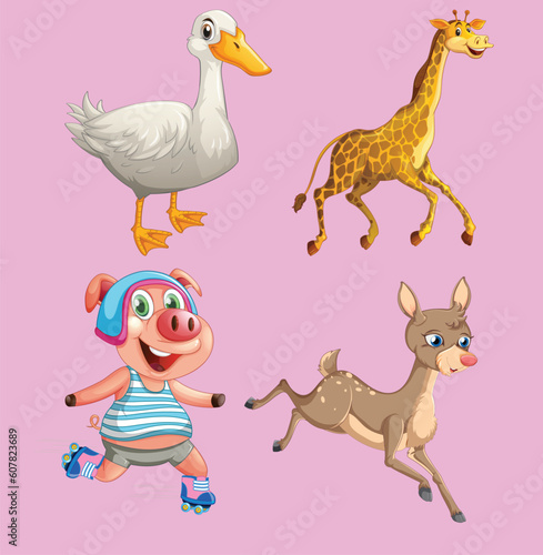 Fototapeta Naklejka Na Ścianę i Meble -  Set of animal cartoon character by the greatest graphics