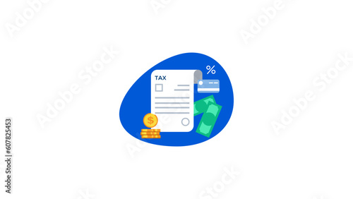 Oline Concept tax payment. Government, state taxes. tax credit, bank account Tax return online. Vector illustration in flat color.	
