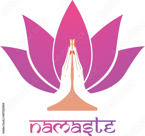 Illustration of karma depicted with Namaste, Indian women's hand greeting posture of namaste with  mandala design vector illustration
