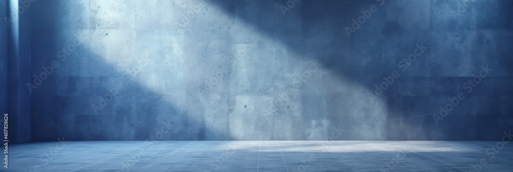 Blue sunny wall with sunbeams bright clean soft focus shadows. Generative AI Blue sunny wall with sunbeams bright clean soft focus shadows. Generative AI