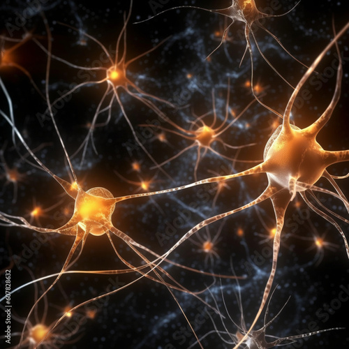 neurons and synapse like stuctures depicting brain chemistry, generative AI