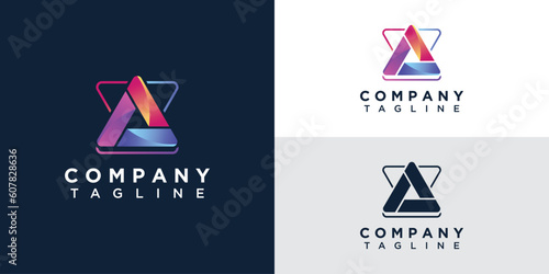 Abstrack triangle logo design with modern concept and creative idea for business identity icon