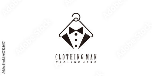 Clothing store logo with man suit tie concept design for business identity