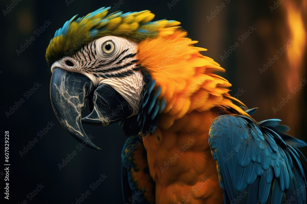 Colorful and Vibrant Macaw Parrot.