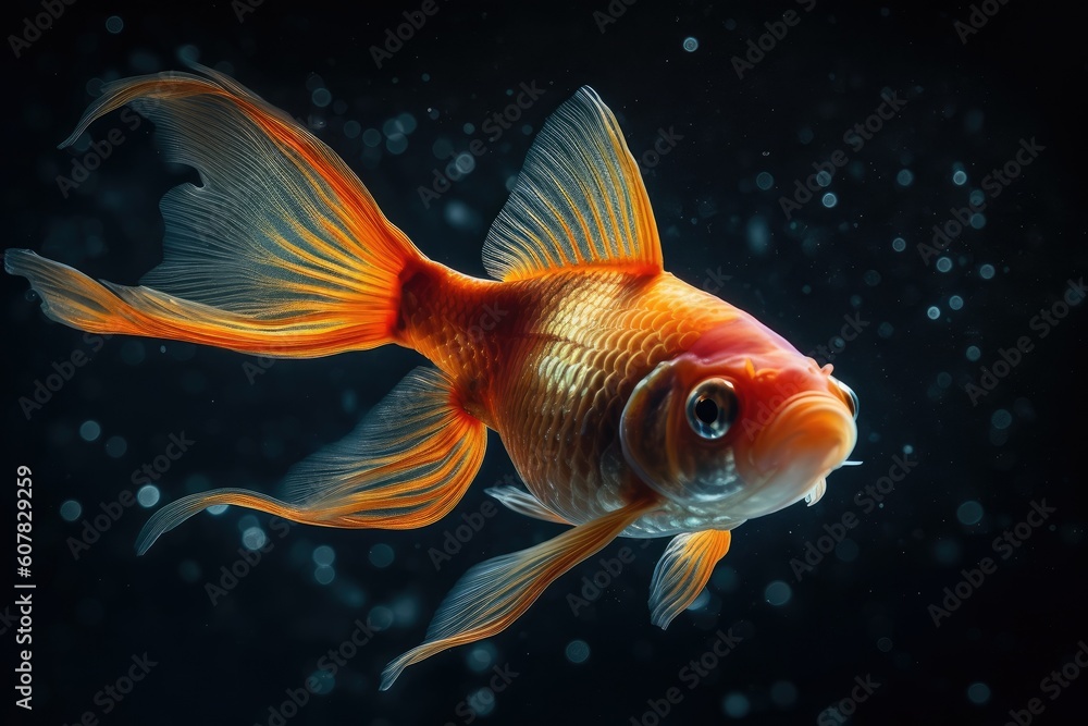 Majestic Goldfish Gliding Through the Water Majestic Goldfish Gliding Through the Water