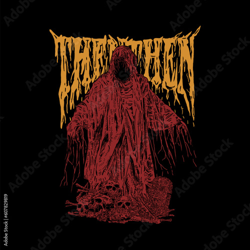 death metal horror grim reaper vector illustration