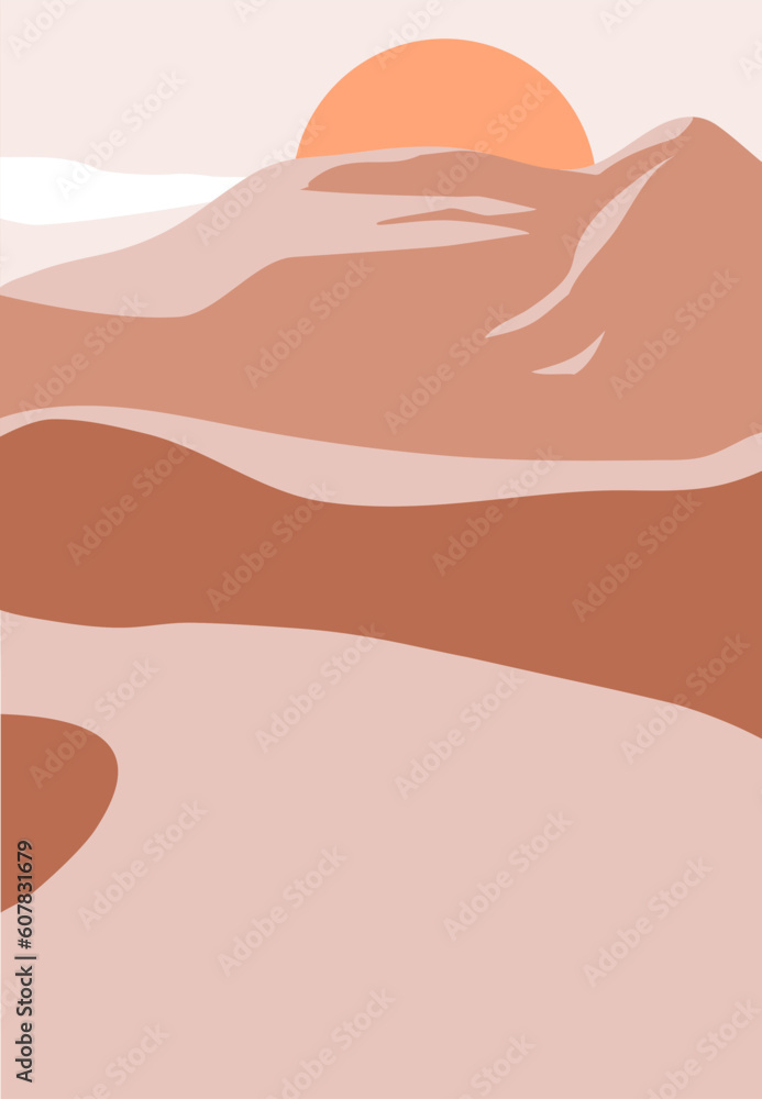 Abstract landscape. Mountains. Wall art decor prints. Beige vector illustration. Printable artistic boho wall art home decor. Abstract landscape. Mountains. Wall art decor prints. Beige vector illustration. Printable artistic boho wall art home decor.