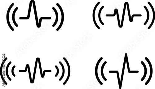 オーディオや音による波のアイコン素材