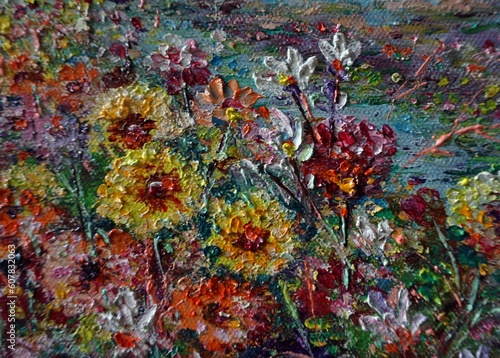 art  painting oil color abstract color flower
