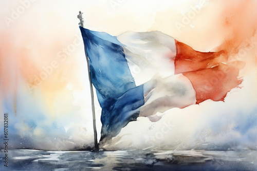 Fototapeta Blue, white, Red. The French flag. Generative AI