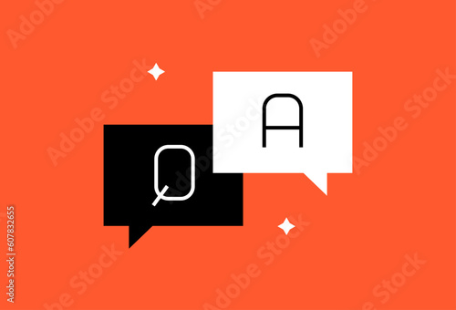 Vector QA illustration in flat design style, geometric communication icon.
