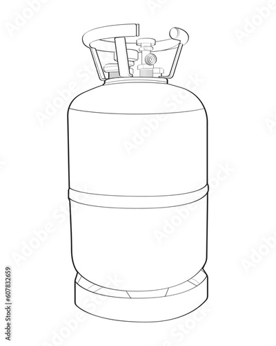 Industrial gas cylinders vector outline. Outline of industrial gas cylinders vector icon design isolated on white background.