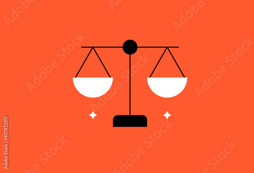 Vector  scales illustration in flat design style, geometric balance icon.