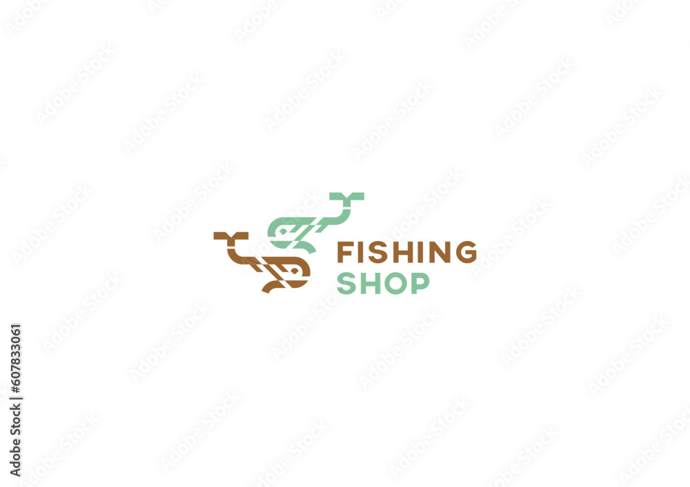 Template minimalist logo design solution for fishing shop Template minimalist logo design solution for fishing shop