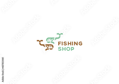 Template minimalist logo design solution for fishing shop