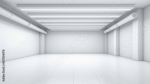 modern minimalist interior with a big empty white wall. AI Generative © sopiangraphics