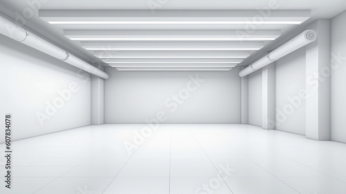 modern minimalist interior with a big empty white wall. AI Generative