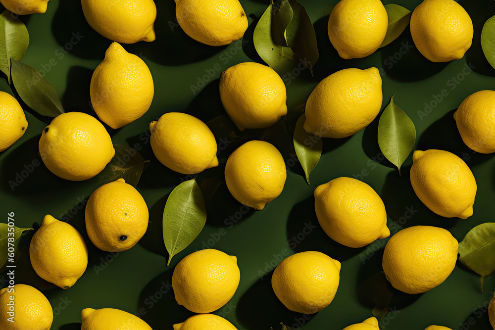Lemons as seamless texture tile, Generative AI