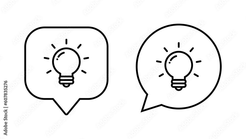 Bulb, idea icon vector with speech bubble Bulb, idea icon vector with speech bubble