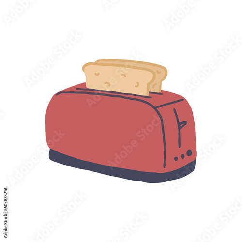toaster breakfast. Hand-drawn vector illustration