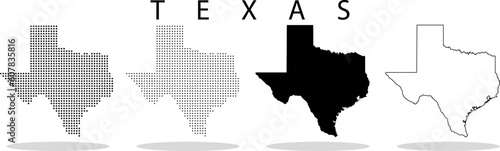 Dotted texas Map on White Background.vector illustration ,outline,silhouette,dots and squares.
