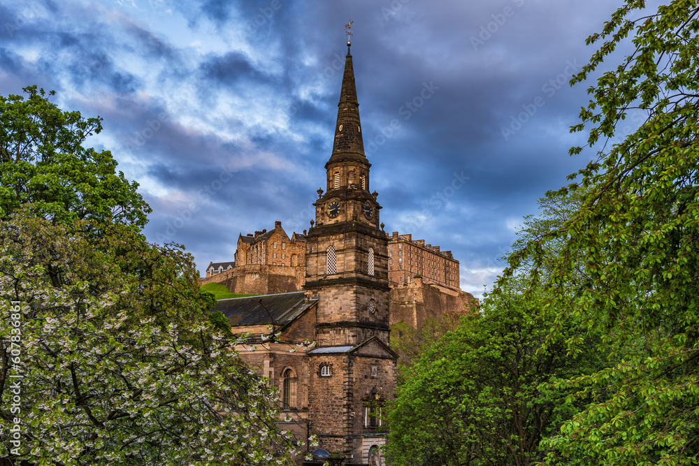 Church of St Cuthbert and Edinburgh Castle, Scotland, United Kingdom