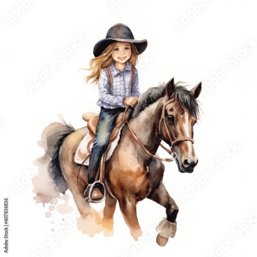 covboy girl with horse with Generative AI technology