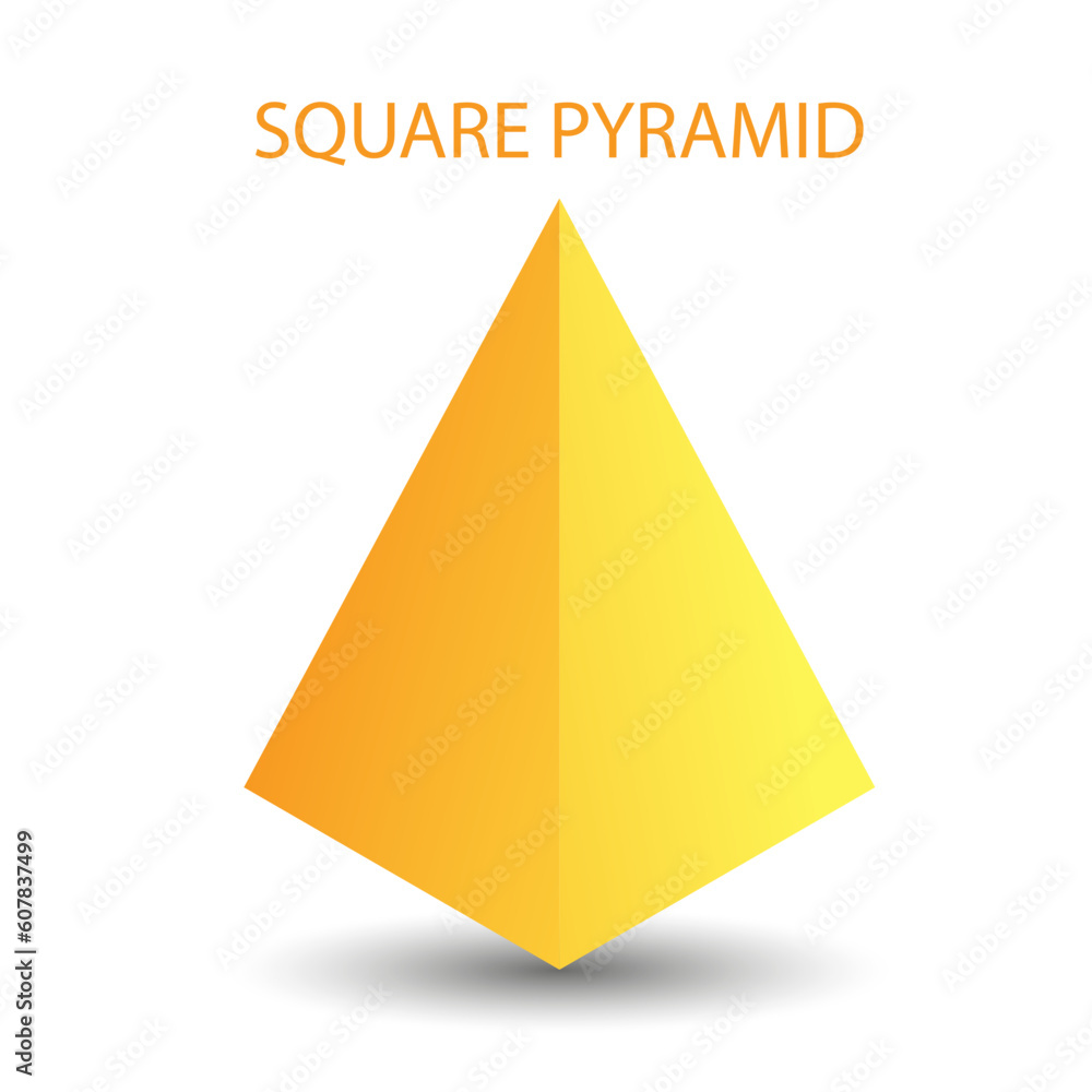 Vector square pyramid with gradients and shadow for game, icon, package design, logo, mobile, ui, web, education. 3d pyramid on a white background. Geometric figures for your design. Vector square pyramid with gradients and shadow for game, icon, package design, logo, mobile, ui, web, education. 3d pyramid on a white background. Geometric figures for your design.
