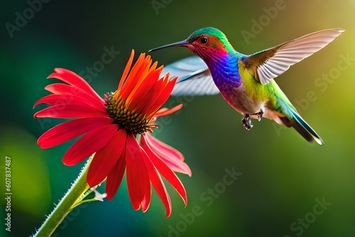 hummingbird and flower © SAJAWAL JUTT