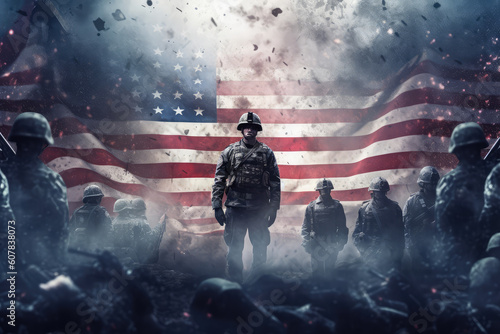 Abstract Fourth of July America Memorial day Veterans Day background - generative ai