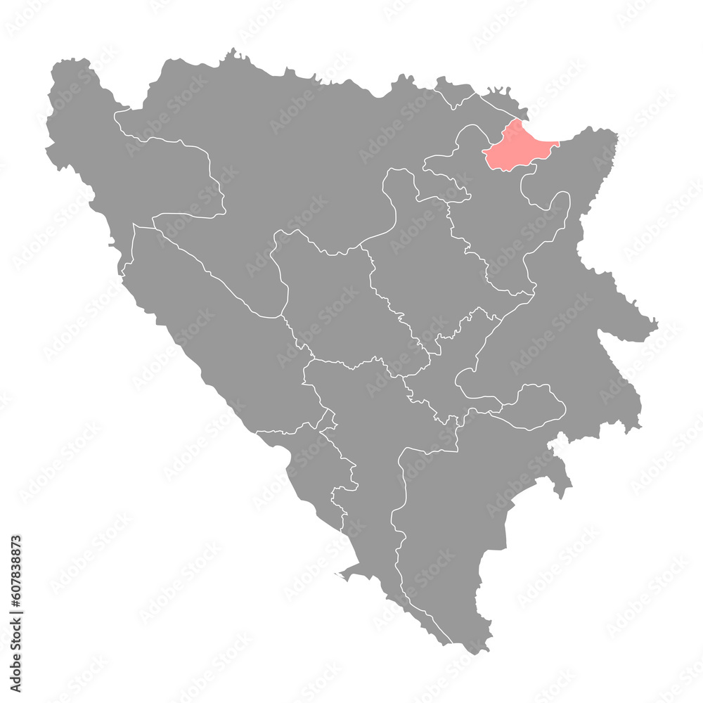 Brcko District map, administrative district of Federation of Bosnia and Herzegovina. Vector illustration.