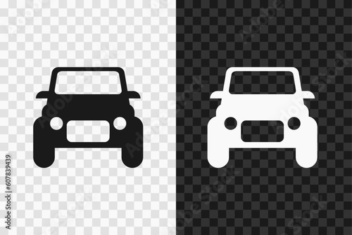 Off road vehicle silhouette icon, high quality vector glyph sign. Automobile, car symbol isolated on dark and light transparent backgrounds.