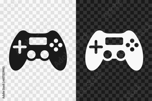 Game pad silhouette icon, high quality vector glyph sign. Game pad symbol isolated on dark and light transparent backgrounds.