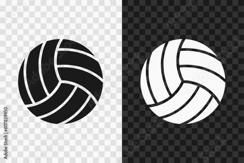 Volleyball ball silhouette icon, high quality vector glyph sign. Volleyball ball symbol isolated on dark and light transparent backgrounds.