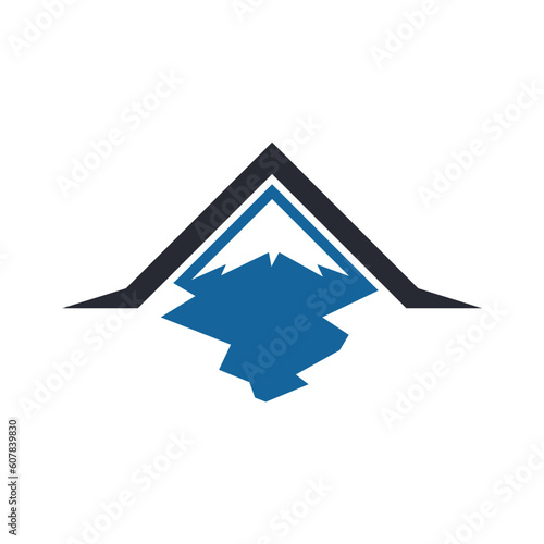 Mountain Logo Design Template For Outdoor Company stock illustration