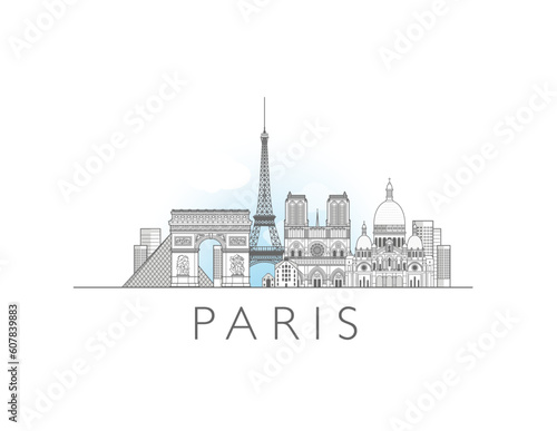 Paris city France cityscape illustration skyline drawing