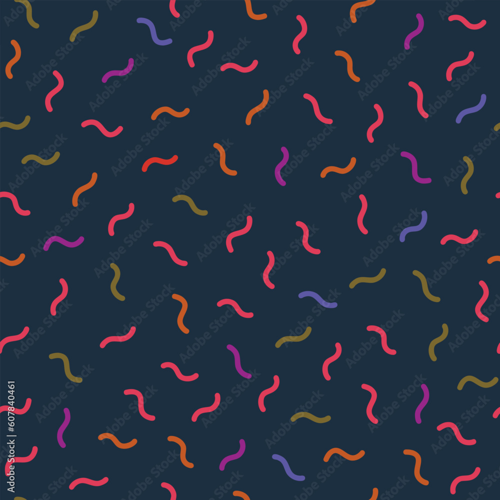 Memphis style pattern vector with small wavy dashes. Simple geometric seamless background. Colorful minimalistic repeatable design. Memphis style pattern vector with small wavy dashes. Simple geometric seamless background. Colorful minimalistic repeatable design.